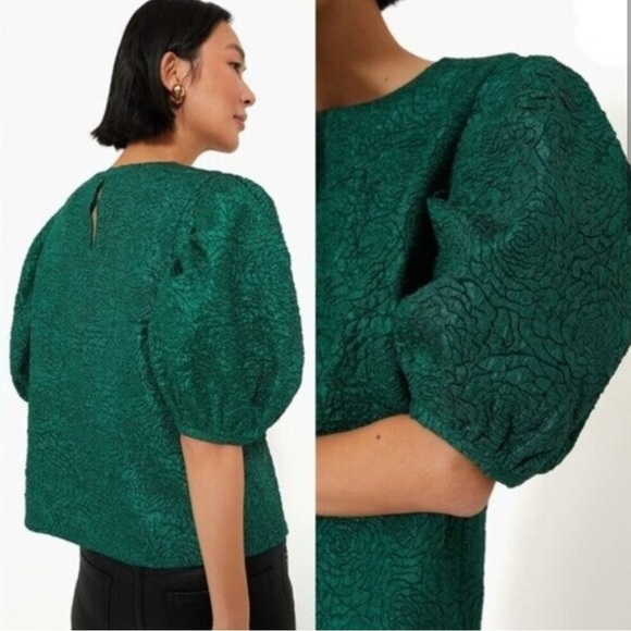 NEW TUCKERNUCK HYACINTH HOUSE Green Jacquard Noelle Blouse XS - Picture 7 of 7
